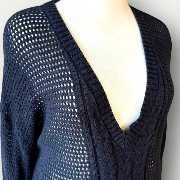 Lane Bryant Long Sleeves V Neck Cable Open Knit Tunic Sweater Size 18/20 Black - Picture 5 of 16